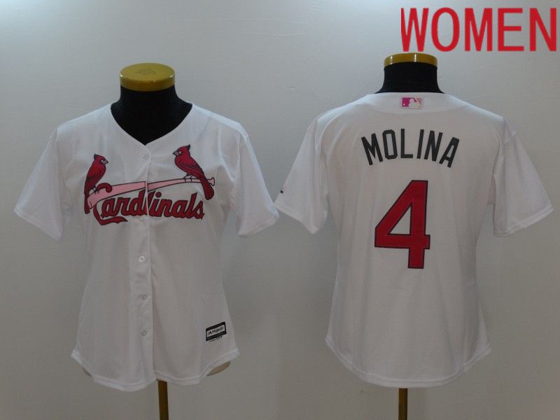 Women St.Louis Cardinals 4 Molina White Mother Edition 2022 MLB Jersey